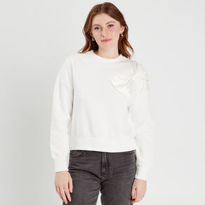 sweat manches longues noeud ecru femme Sweat manches longues noeud ecru femme