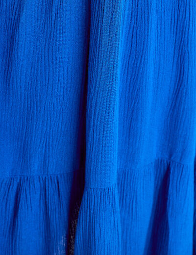 Robe évasée bretelles fines bleu electrique femme