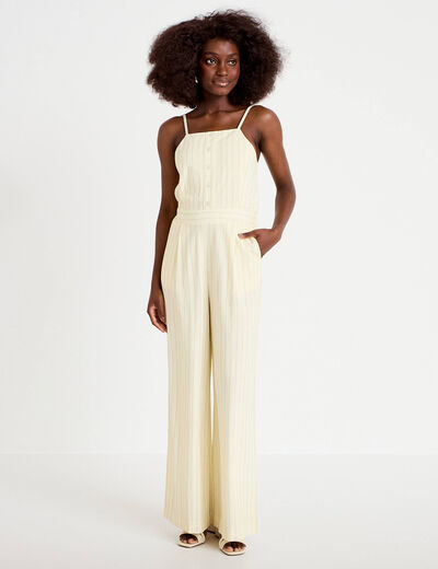 Combinaison large col am&eacute;ricain jaune pastel femme