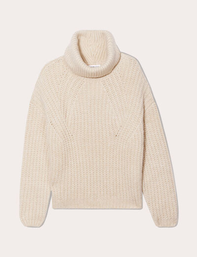 Pull avec col roulé ecru femme