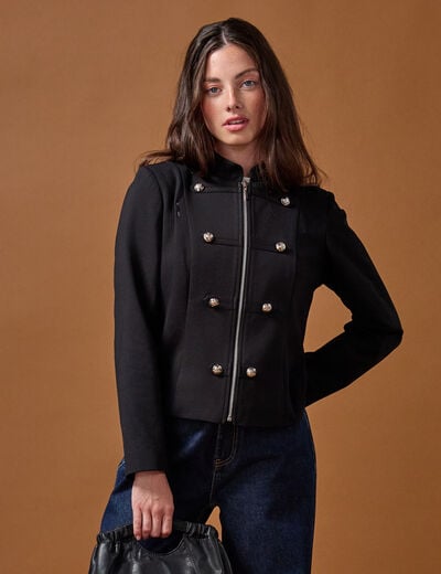 Veste ajust&eacute;e manches longues noir femme