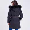 Doudoune droite ceinturée noir femme