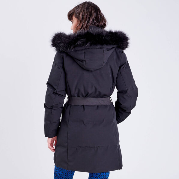 Doudoune droite ceinturée noir femme