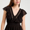 Robe évasée plumetis noir femme