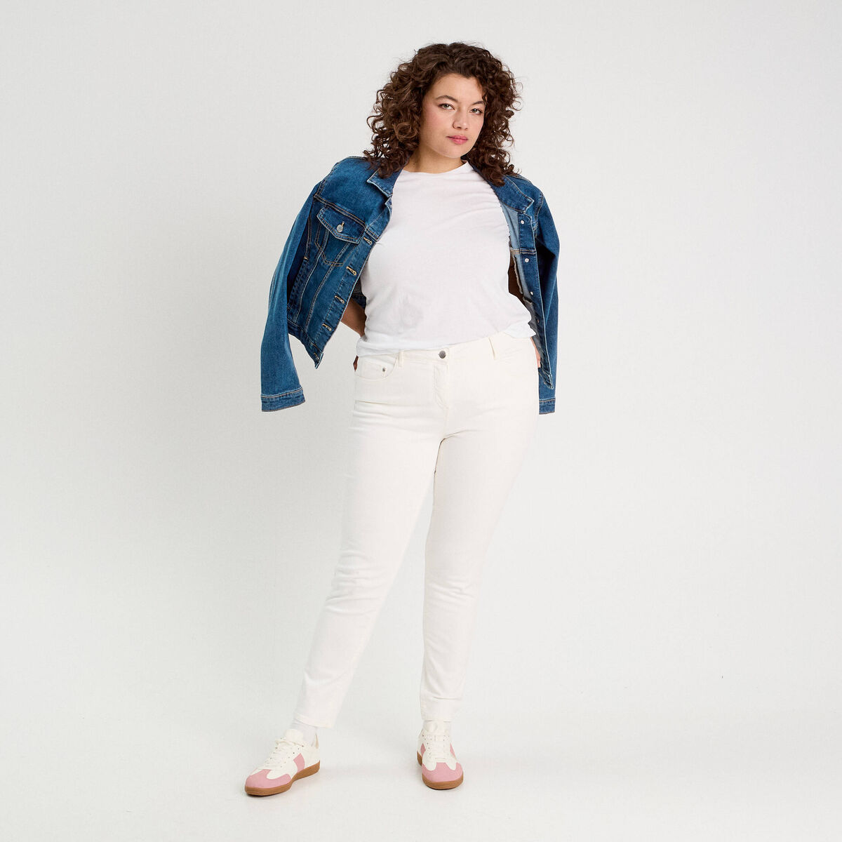 Jeans slim 5 poches blanc femme