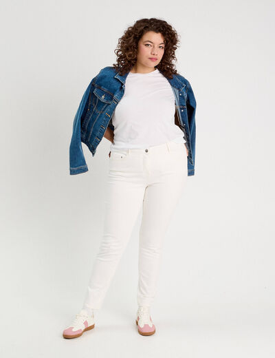 Jeans slim 5 poches blanc femme