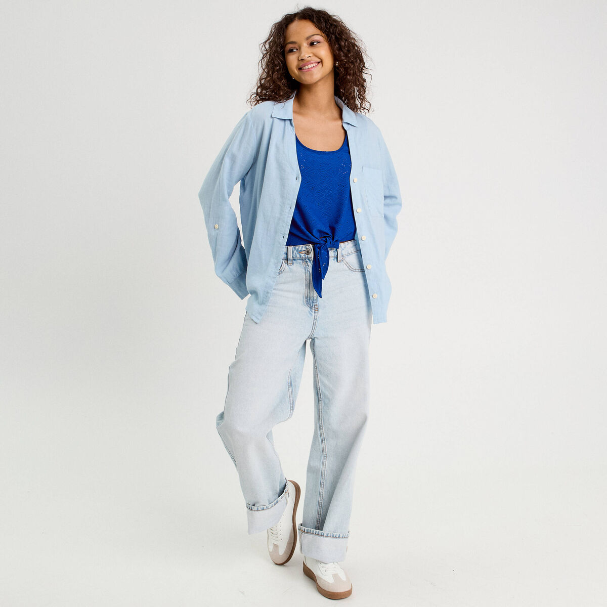 D&eacute;bardeur cropped nou&eacute; bleu electrique femme