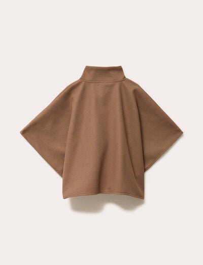 Poncho col am&eacute;ricain beige femme
