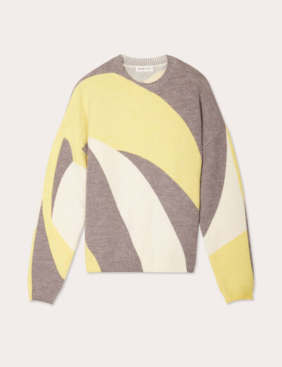 Pull manches longues jaune pastel femme