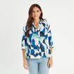 Chemise manches 3/4 bleu femme