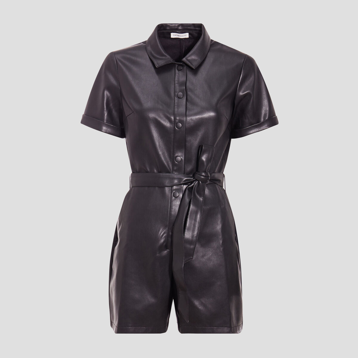 Combishort simili cuir noir femme