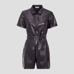 Combishort simili cuir noir femme