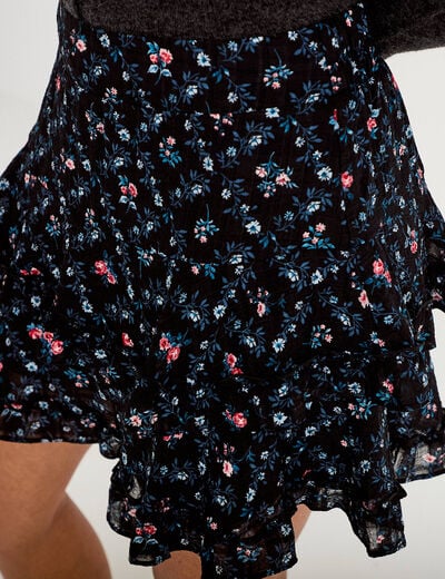Jupe &agrave; volants noir femme