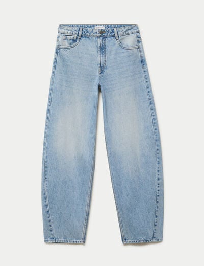 Jean coupe large denim triple stone femme