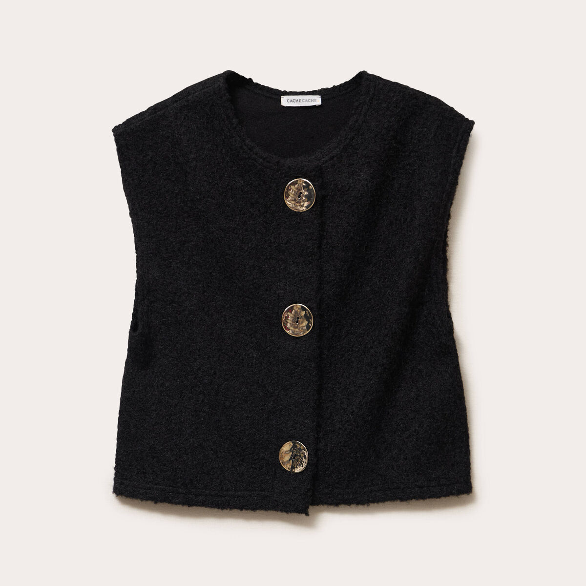 Gilet sans manches effet polaire noir femme