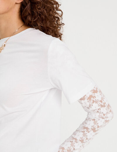 T-shirt oversize 2-en-1 blanc femme