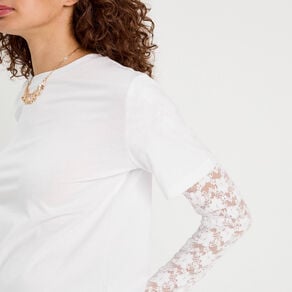 t shirt oversize 2 en 1 blanc femme T-shirt oversize 2-en-1 blanc femme