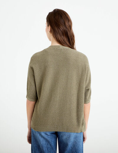 Gilet manches 3/4 vert kaki femme
