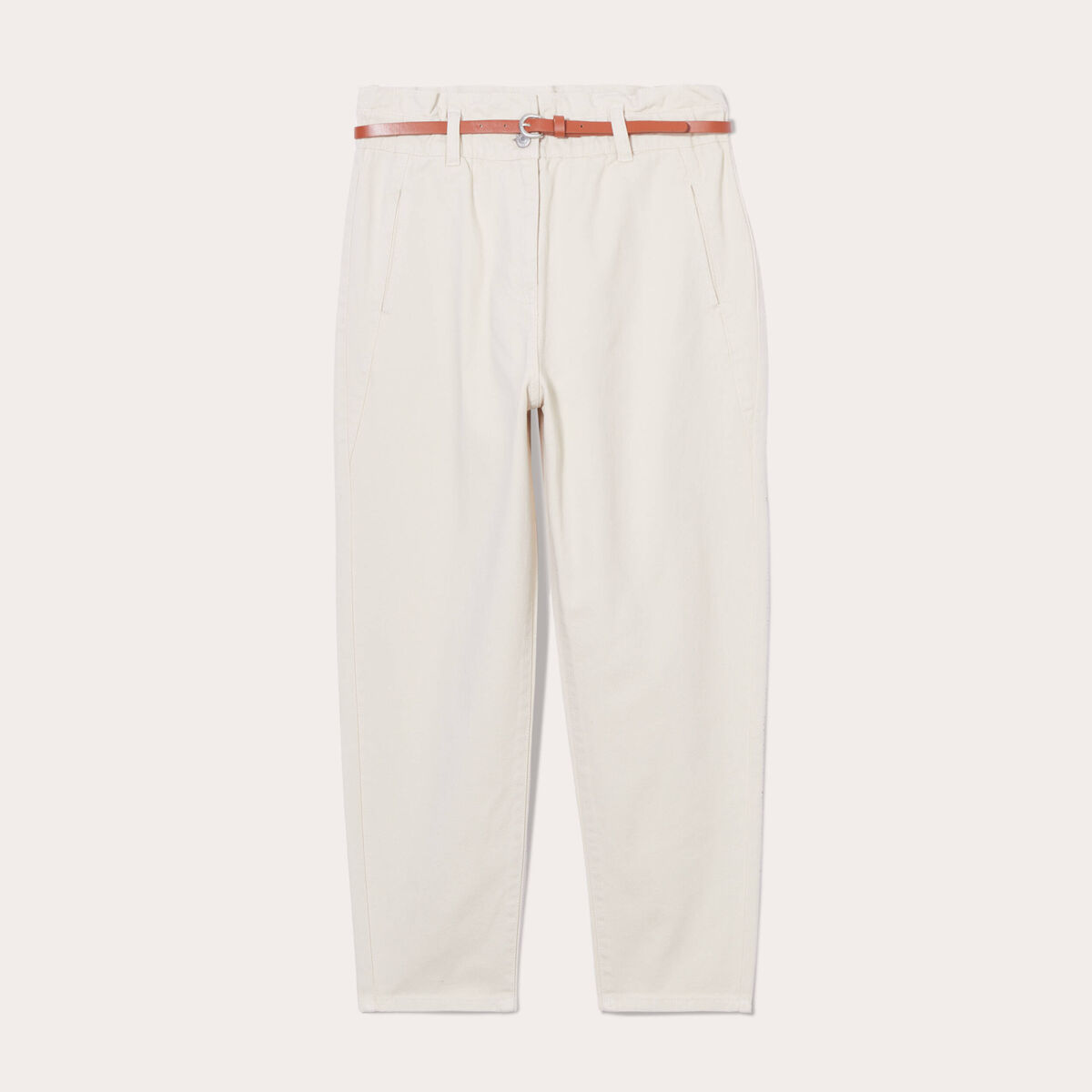 Pantalon slouchy ceinturé ecru femme