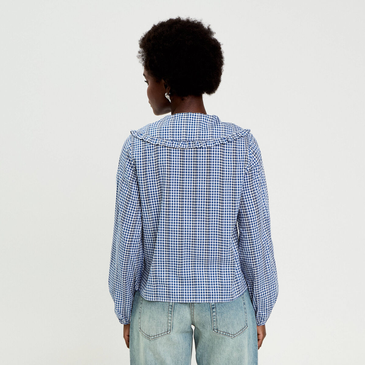 Blouse col claudine bleu roi femme