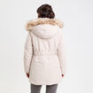 Parka &agrave; capuche fausse fourrure ecru femme