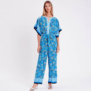 Combinaison pantalon satin bleu clair femme