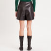 Jupe-short trapèze simili cuir noir femme