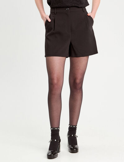 Short large taille haute noir femme