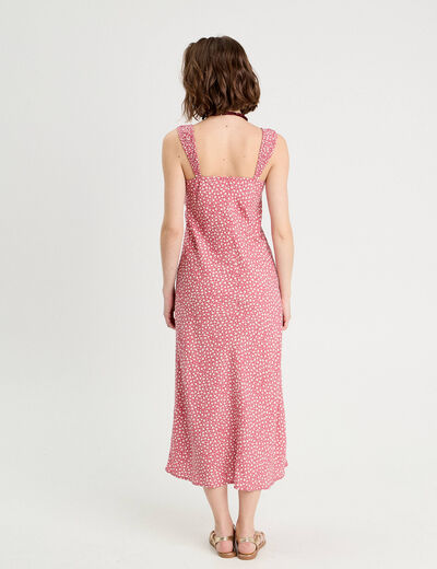 Robe longue évasée rose femme