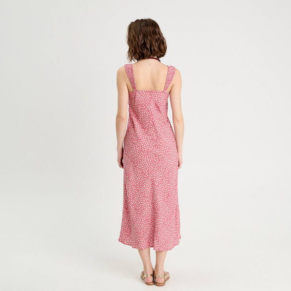 Robe longue évasée rose femme