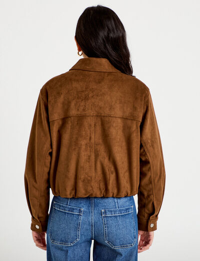 Veste effet boule oversize cropped marron femme