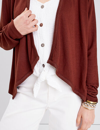 Cardigan col en V marron femme