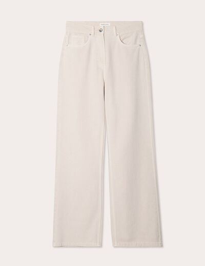 Jeans wide leg taille haute ecru femme