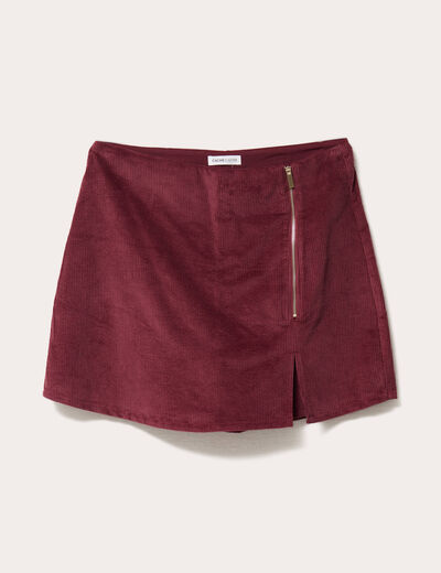 Jupe-short moulante velours bordeaux femme