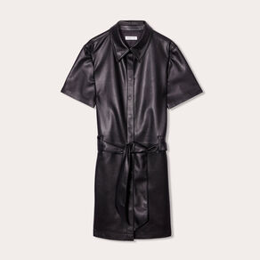 Robe moulante simili cuir noir femme