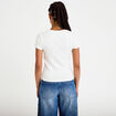 T-shirt cintr&eacute; col rond manches courtes ecru femme