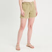 Short droit détails brodés vert kaki femme