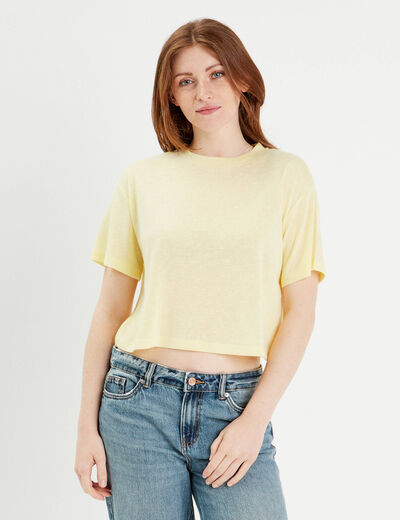 T-shirt manches courtes jaune clair femme