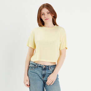 t shirt manches courtes jaune clair femme T-shirt manches courtes jaune clair femme