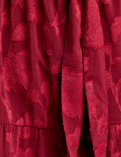 Robe chemise évasée ceinturée rouge foncé femme