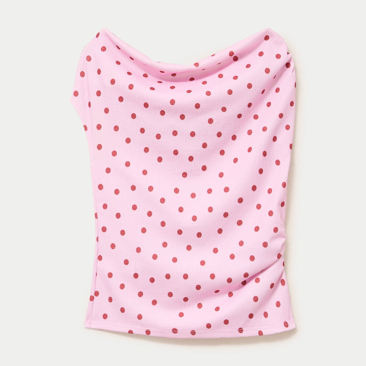 Top pliss&eacute; col bardot sans manches rose clair femme