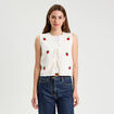 Gilet noué sans manches ecru femme