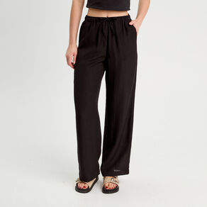 Pantalon large fluide noir femme