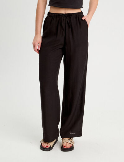 Pantalon large fluide noir femme