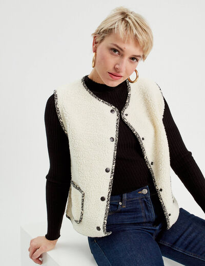 Gilet sans manches ecru femme