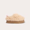 Chaussons fausse fourrure sable femme