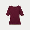 T-shirt ajust&eacute; manches courtes bordeaux femme