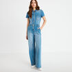Combinaison manches courtes denim double stone femme