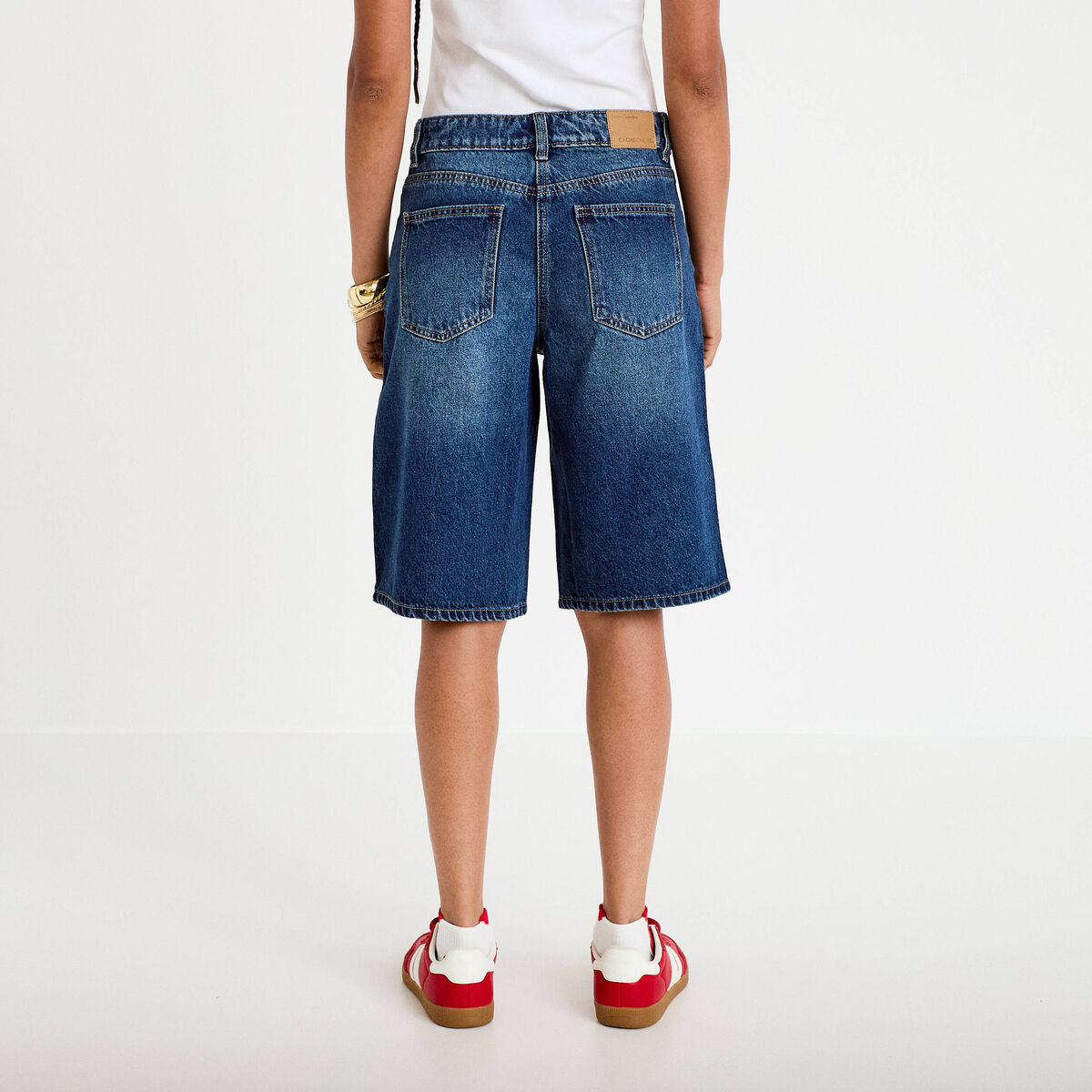 Bermuda en jean bleu fonc&eacute; femme
