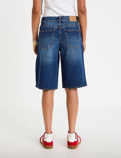 Bermuda en jean bleu fonc&eacute; femme